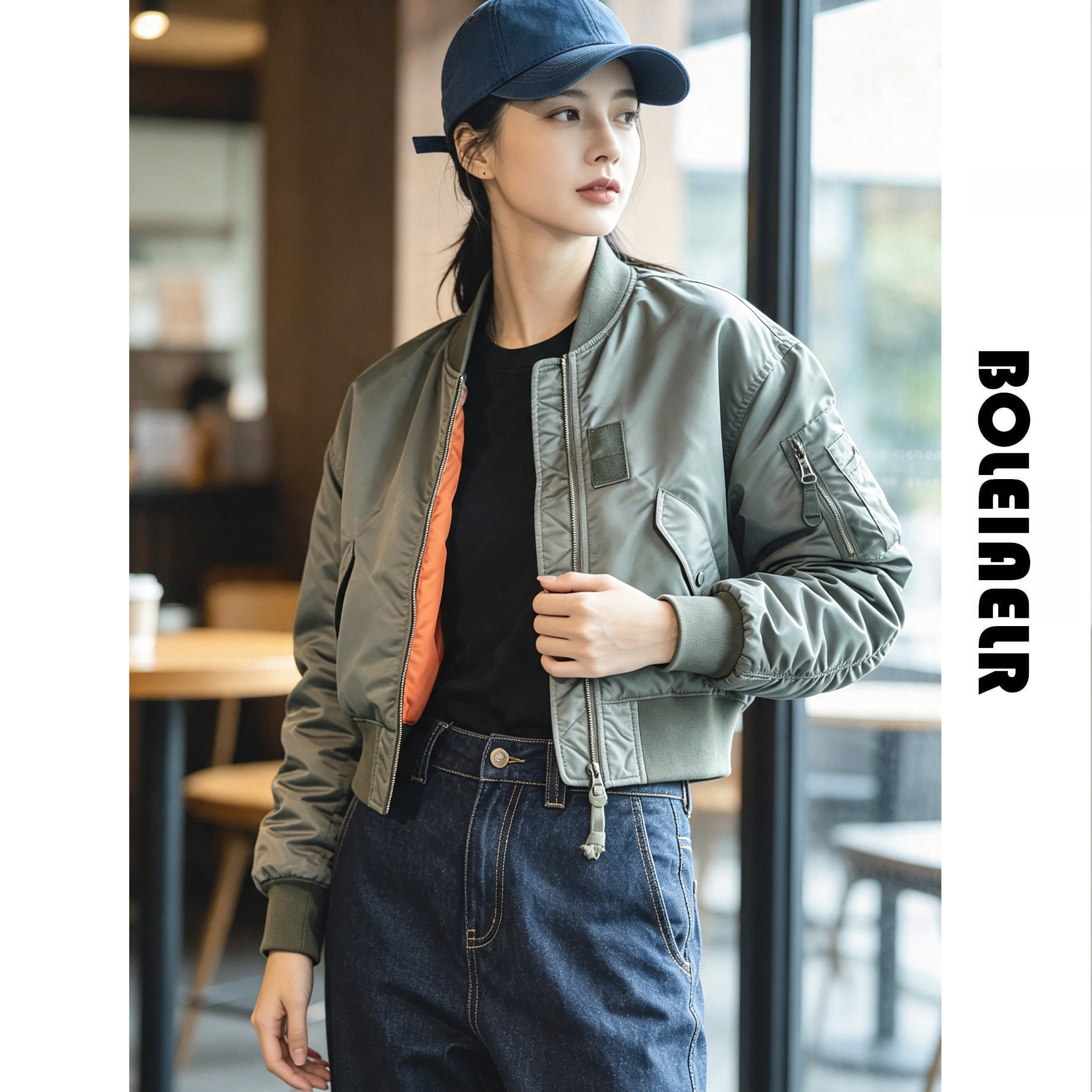 2026冬季美式军绿色飞行员棒球夹棉服女衣袄夹克短款工装加厚外套