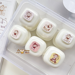 原创奶油手帐印章时间管理运动打卡瑜伽冥想普拉提素材记录可爱