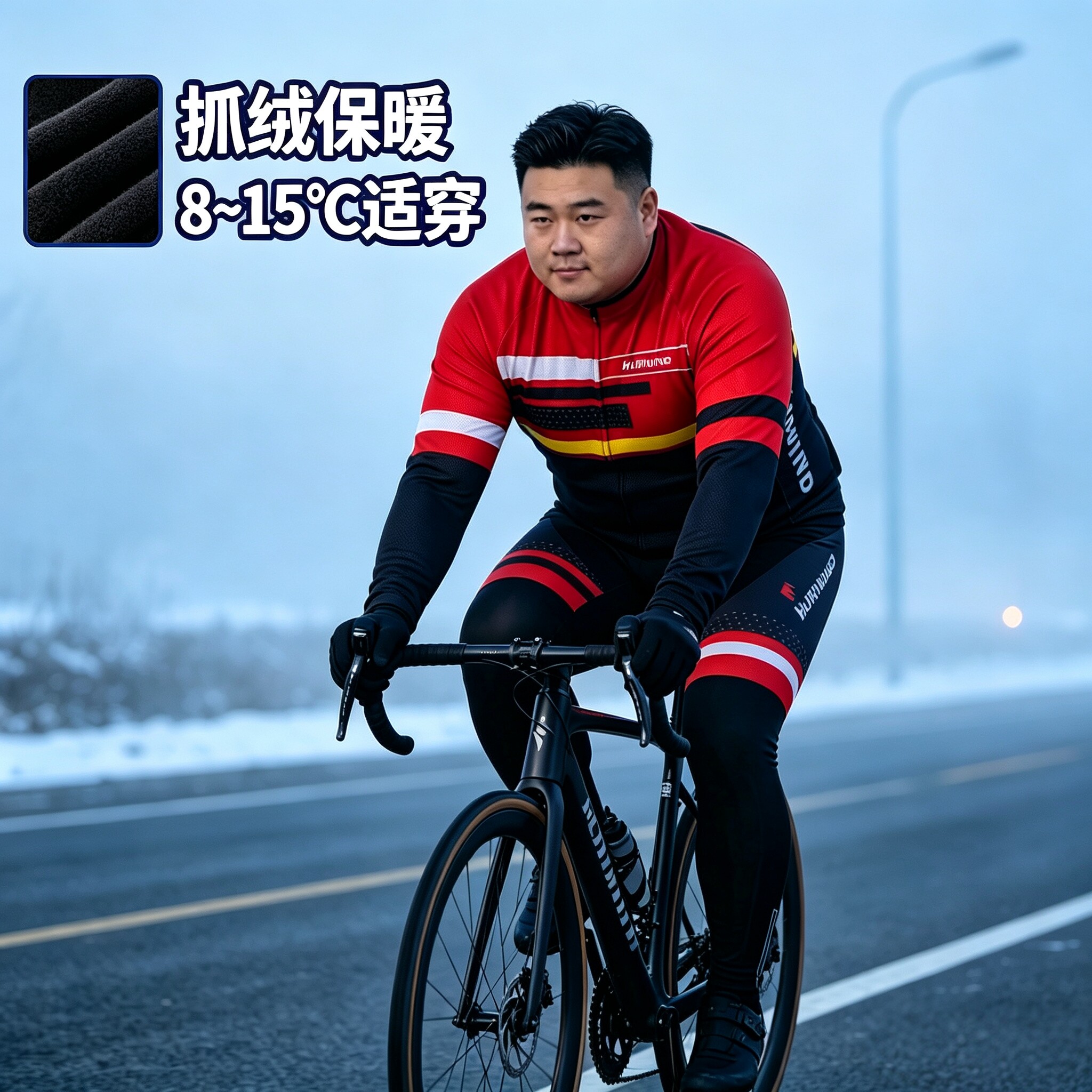 加大码加肥加绒保暖骑行服套装