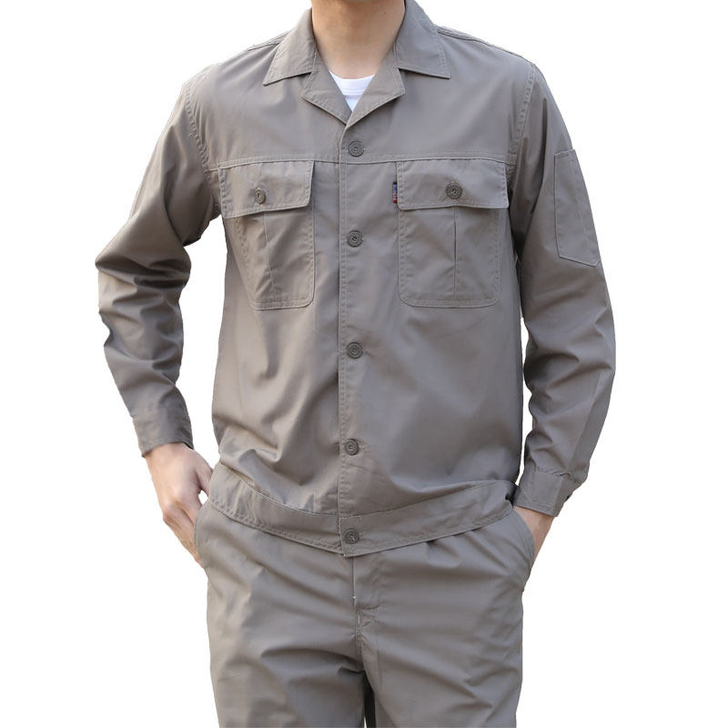 夏季工作服套装男耐磨劳保服工地劳动汽修薄款夏装长袖工衣定制