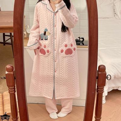 免穿文胸待产裙孕妇加长款进产房衣服产妇秋冬产后哺乳睡裙月子服