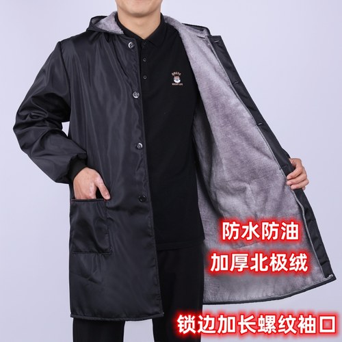 冬季棉大褂加绒加厚防水长