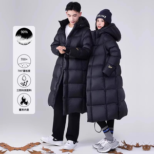 2025秋冬新款黑金高端羽绒服短款长款连帽情侣男女长款加厚外套潮