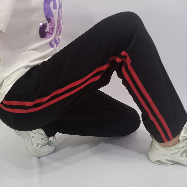 高中小学生两道红杠黑色校服裤子