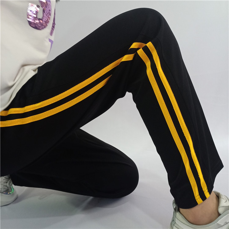 高中小学生两道黄杠黑色校服裤子