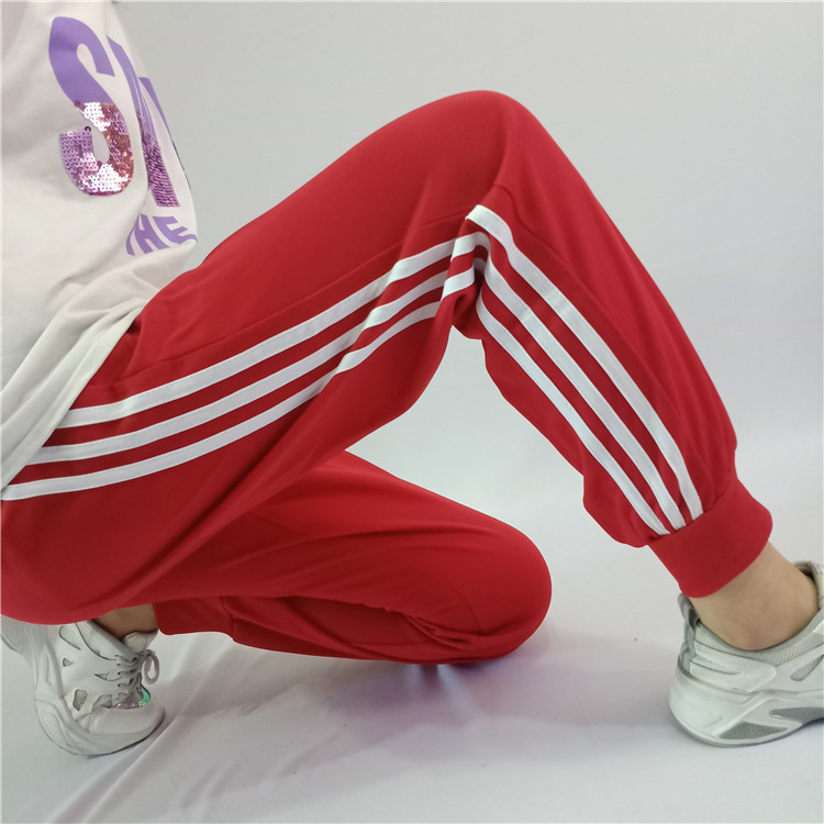 校服男女中小学生三红条运动长裤