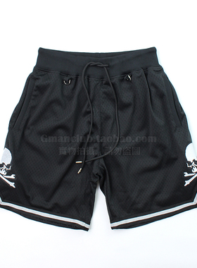 Gman高街 MMJ骷髅头贴布刺绣联名黑色网眼男士休闲运动短裤篮球裤