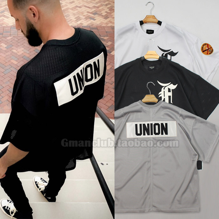 gman高街fear of god fog第五季限定贴布网眼球衣棒球服短袖tee恤