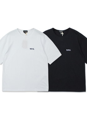 Gman高街 APC植绒印花基本款简约纯色打底全棉圆领短袖TEE恤男女