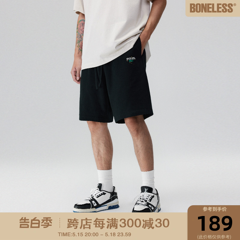 boneless泼墨logo印花卫短裤