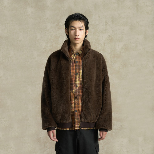 BONELESS羊羔绒拉链夹克