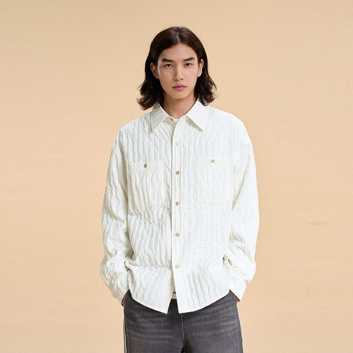 BONELESS竖条肌理长袖衬衫外套