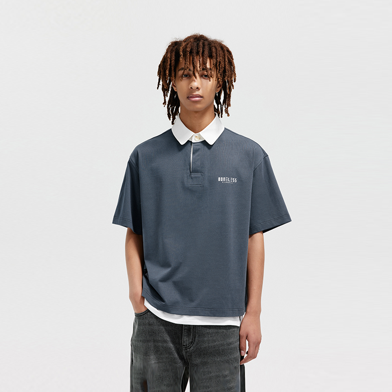 针织拼接领POLO短袖短袖BONELESS