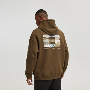 帽衫 BONELESS 高街春季 肌理图案拼块logo印花连帽卫衣美式 潮 23SS