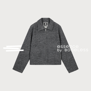 毛圈羊毛特殊肌理翻领夹克街头宽松外套支线Essence by BONELESS