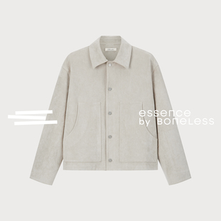 麂皮绒短款夹克复古翻领百搭宽松外套支线Essence by BONELESS