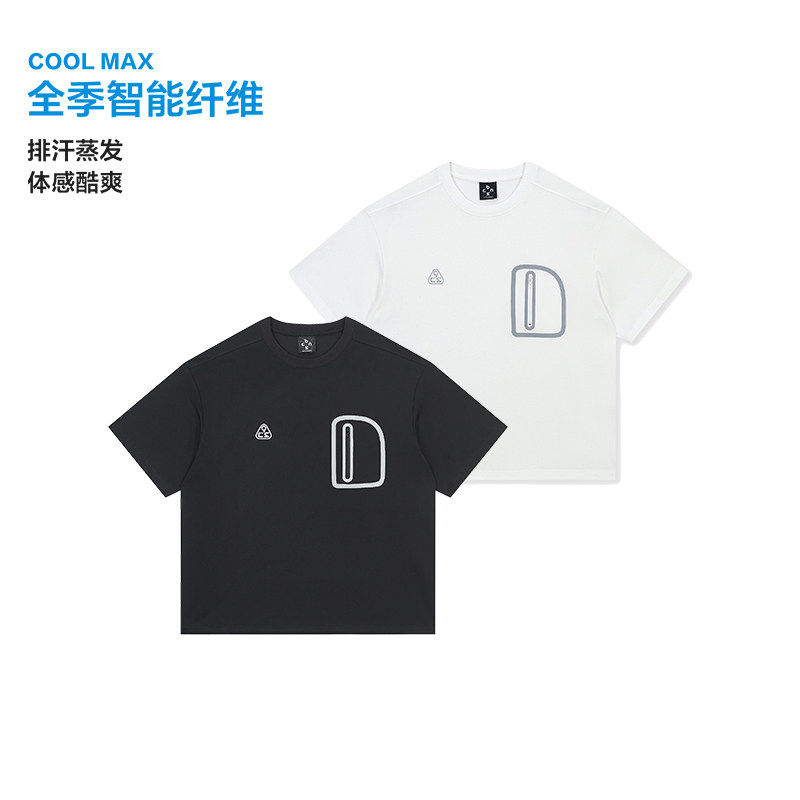 BONELESS吸湿速干COOLMAX休闲反光拉链口袋挺括抗变形圆领短袖T恤