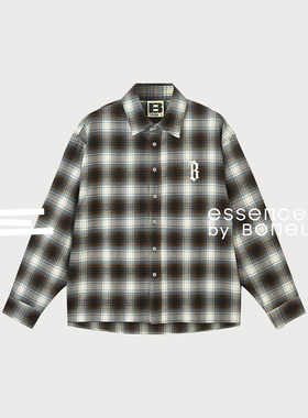 哥特印花经典复古格子长袖衬衫宽松休闲支线Essence by BONELESS