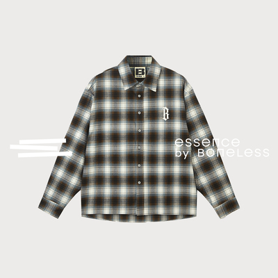 哥特印花经典复古格子长袖衬衫宽松休闲支线Essence by BONELESS