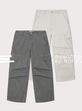 复古水洗宽松工装裤双褶纯棉休闲长裤支线Essence by BONELESS