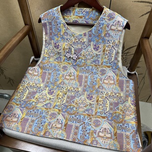 三马宋锦花瓣襟虧鸾万福螺钿老宋锦新中式显瘦百搭款织金马甲