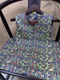 高品质五星出东方织金老宋锦马甲新中式50姆米胸围103衣长58