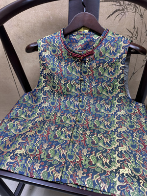 高品质五星出东方织金老宋锦马甲新中式50姆米胸围103衣长58