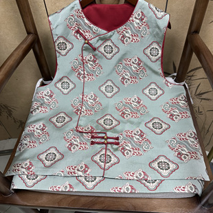 满分桑蚕丝醒狮事事如意老宋锦马甲偏襟设计款马甲新中式国风气质