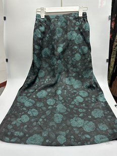 满分桑蚕丝40姆米香云纱重磅花萝兰玫瑰半身裙臀围110 裙长83