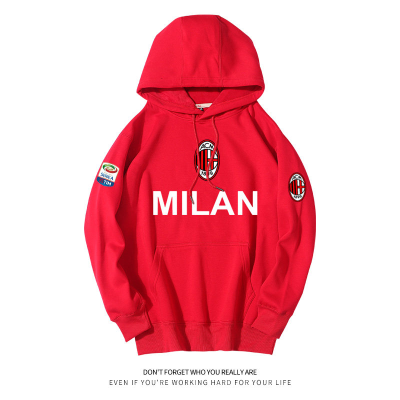 AC米兰Milan意甲队服上衣足球运动训练球衣秋冬款连帽套头卫衣男