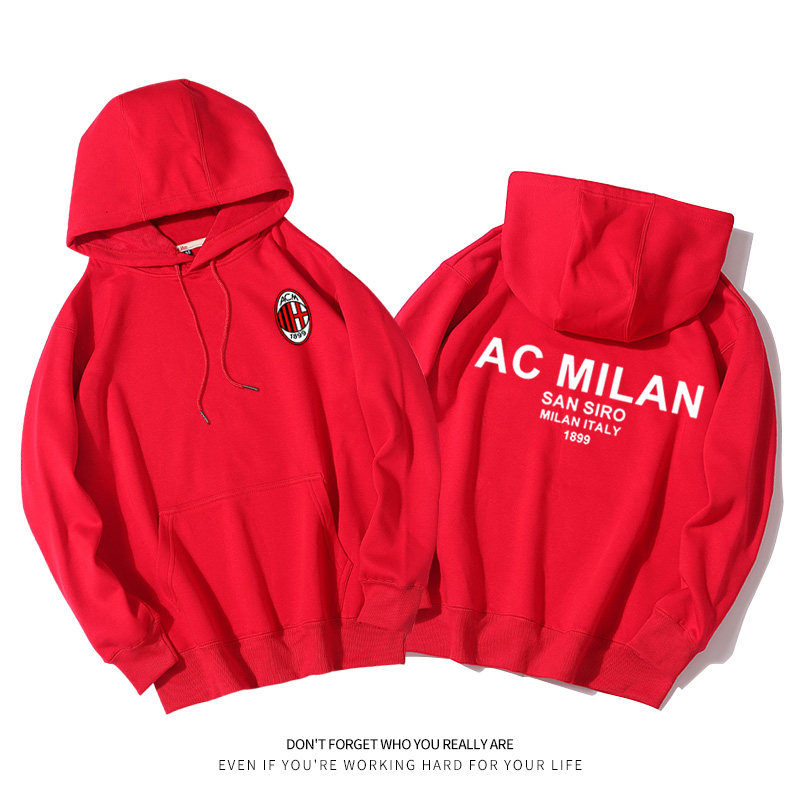 AC米兰Milan意甲足球队运动训练球衣男休闲长袖宽松连帽套头卫衣