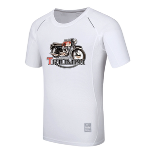 凯旋T120摩托车1966款Triumph纪念版画T恤老虎重机车速干短袖男夏