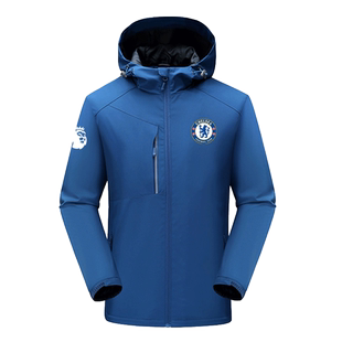 切尔西足球俱乐部英超运动训练队服男装户外冲锋衣服外套冬季加绒
