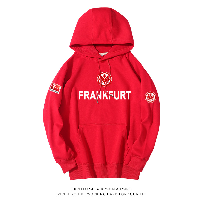 法兰克福足球运动训练装Frankfurt德甲男连帽套头卫衣秋冬球衣服
