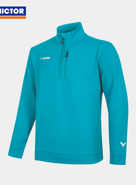 VICTOR/威克多官方仿棉透气羽毛球中性款针织立领运动卫衣T-55018