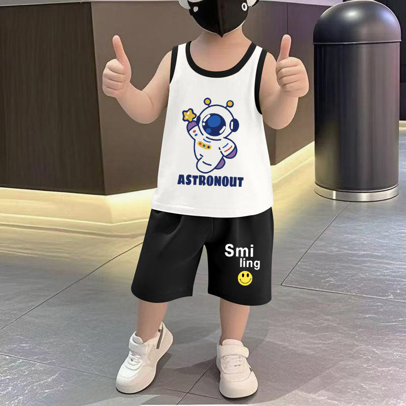 男童休闲宽松衣服薄款儿童服装新款洋气纯棉背心短裤子小孩子衣服