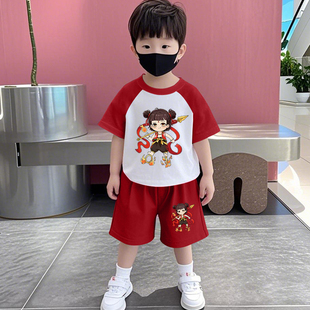 儿童套装夏季薄款男童纯棉短袖短裤宝宝两件套休闲宽松中小童夏装