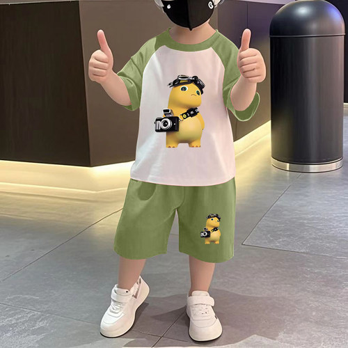 儿童套装夏季薄款男童纯棉短袖短裤两件套男孩子薄款衣服中小童装