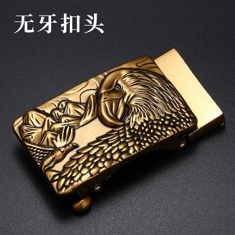 男士尼龙腰带扣头平滑扣复古扣头3.5皮带无孔无卡槽自动扣腰带头_虎窝淘