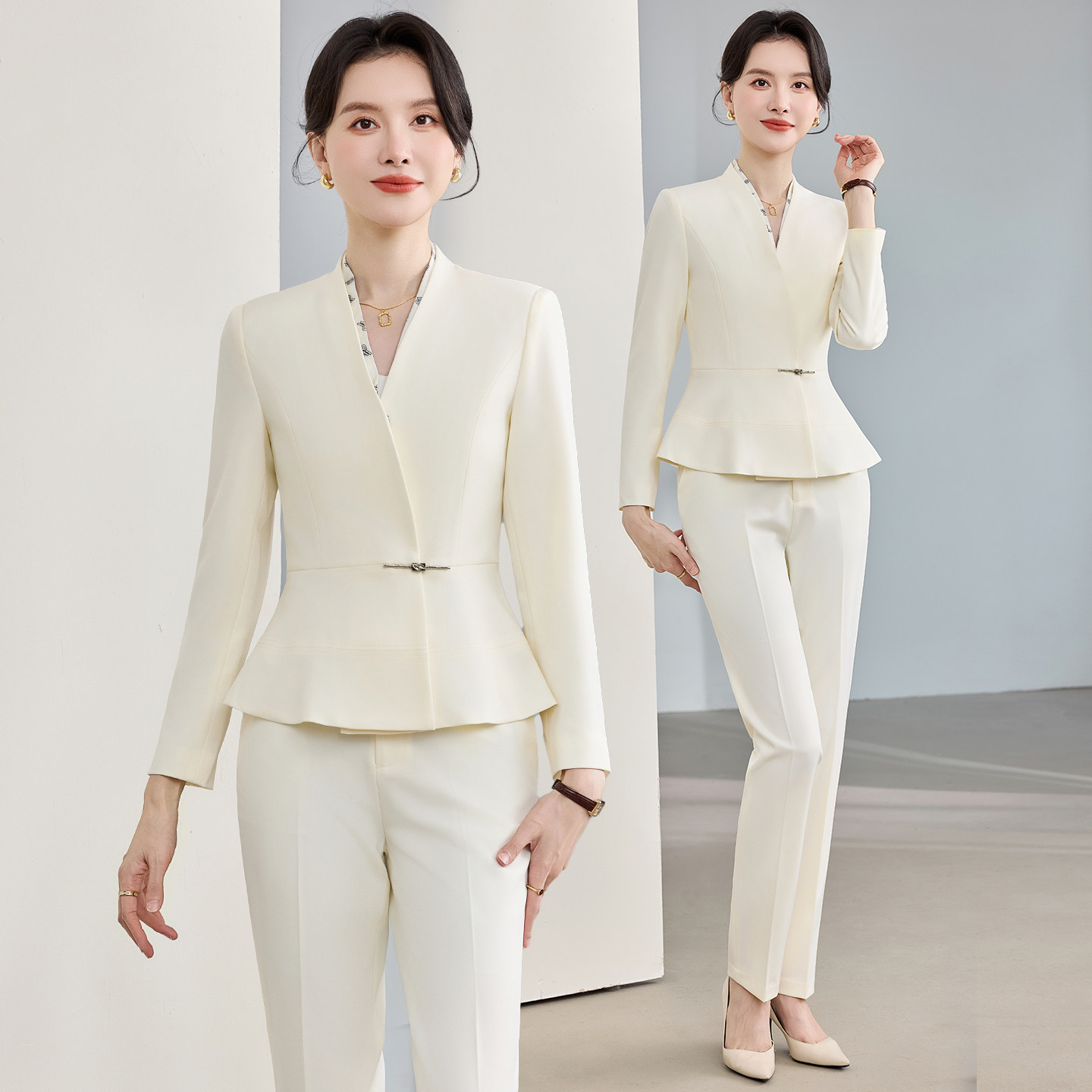 西装套装女职业气质收腰2026新款珠宝店工衣案场客服售楼部工作服