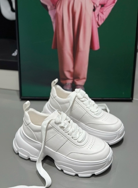 欧货IDO女鞋2025新秋款爆款真皮厚底增高小白鞋女时尚百搭休闲鞋
