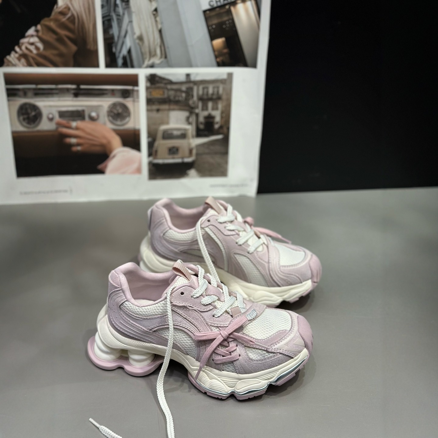 欧洲站IDO女鞋2026春款时髦厚底老爹鞋女粉色拼皮百搭休闲鞋女潮,女鞋,时尚休闲鞋,淘宝优惠券,粉丝福利购,淘宝优惠卷