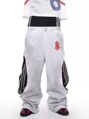 Fourth3Ex 25Fw Fake Two-Piece Double Waistband Sweatpants for Men, Autumn Three-Stripe Patchwork Color-Block Wide-Leg Pants