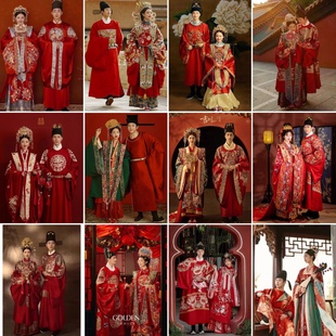 出租汉服婚服中式婚礼新郎服新娘服宋制明制唐制全套古装刺绣服租