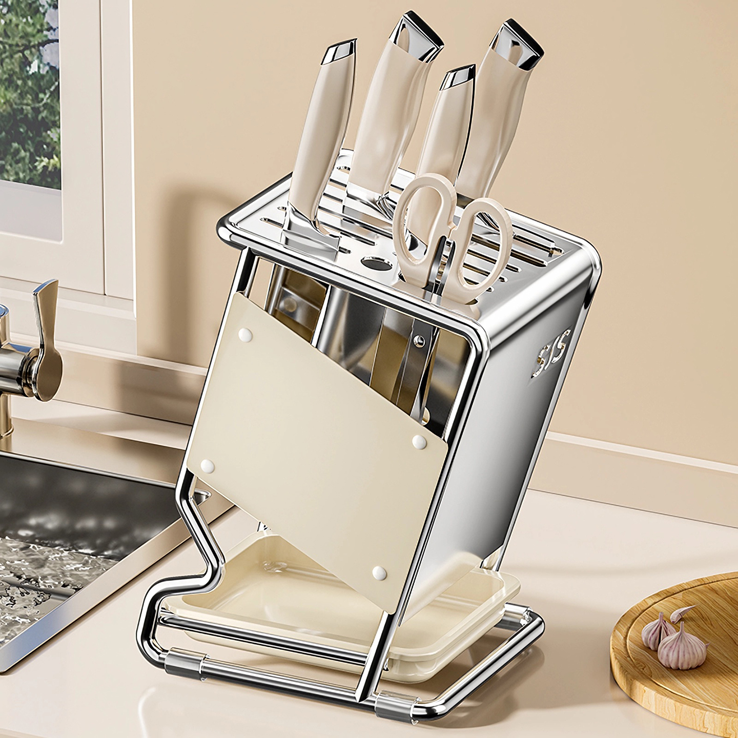 不锈钢厨房刀架置物架台面多功能筷子刀具刀座2025新款菜刀收纳架