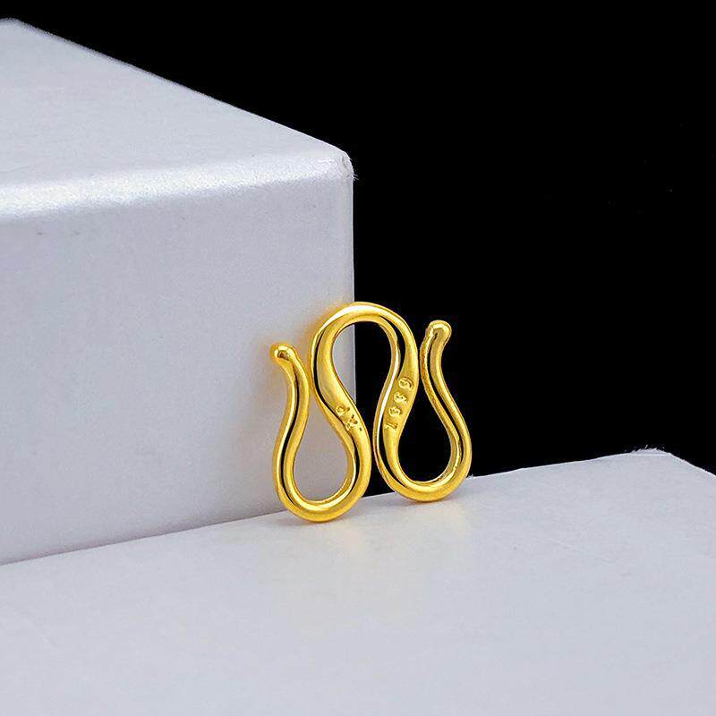 18k金项炼扣子接头S型M型首饰项炼手錬扣黄