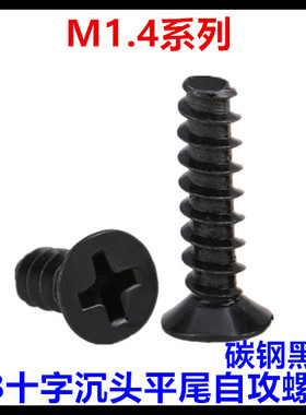 M1.4*3*4*5*6*8KB十字沉头平头平尾自攻螺丝钉黑色