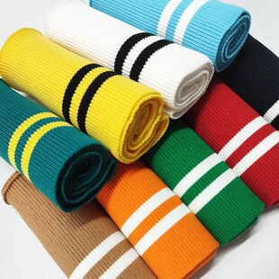 条纹纯棉弹力罗纹面料羽绒服外套领口袖口下摆裤脚收口加厚螺纹布