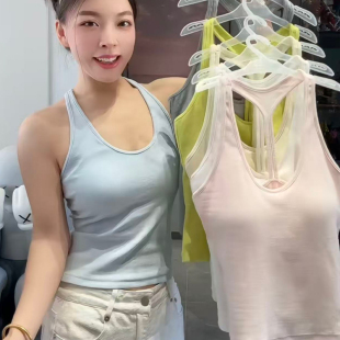 惠芝欣5561工字吊带背心2026年早春新款 多巴胺固定杯纯棉美背上衣