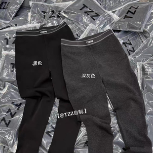Tzz老板娘自制字母腰加绒打底裤女高腰显瘦保暖瘦腿瑜伽云朵裤